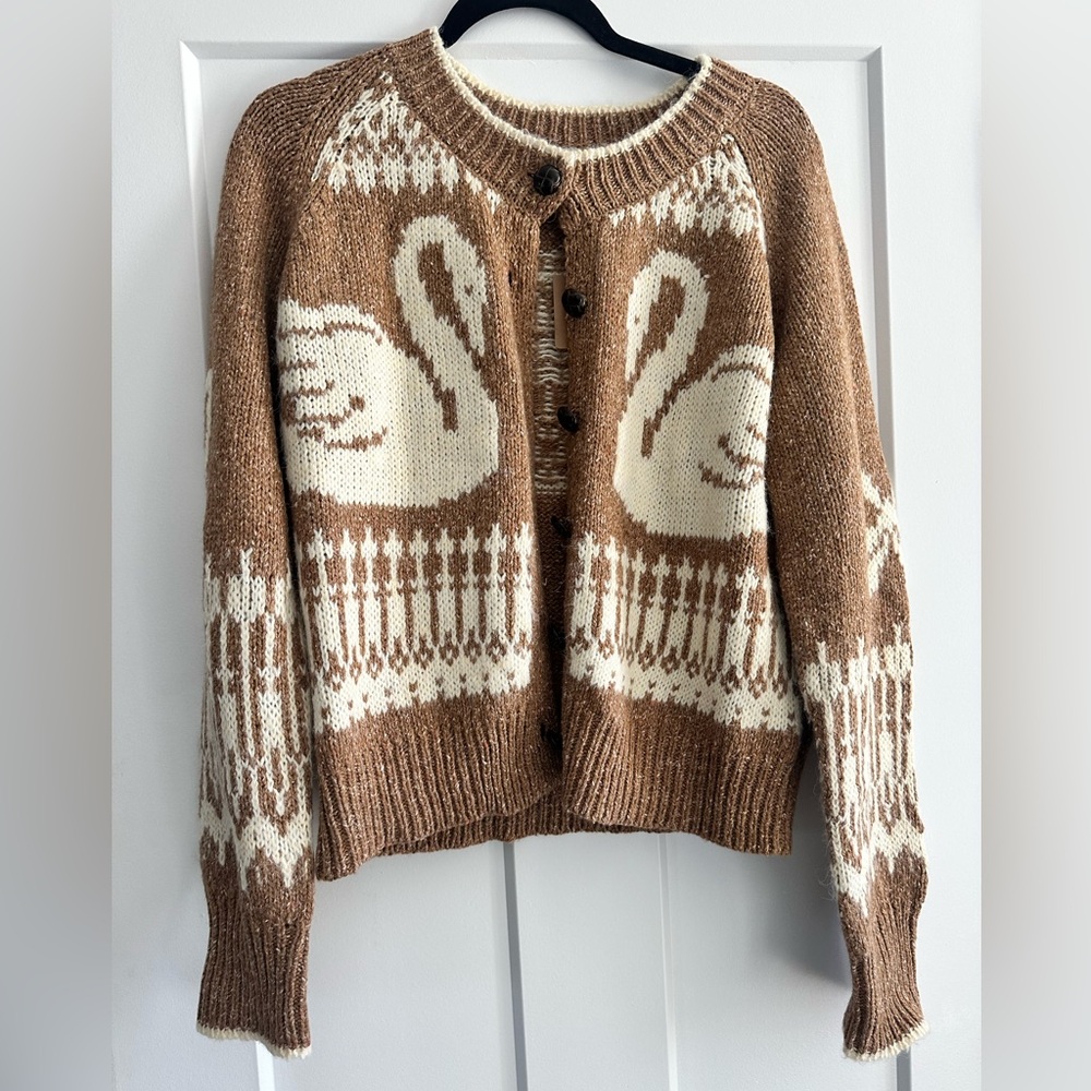 BNWT Blu Pepper Swan Cardigan, size medium